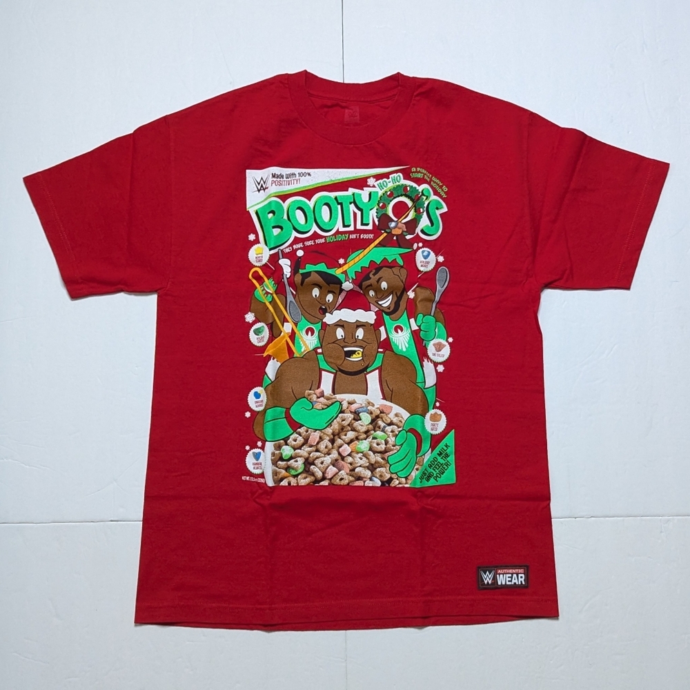 The New Day Booty Os Christmas t shirt. Men's large. WWE, Xavier, Kofi, Big E